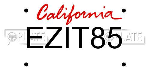 EZIT85 California License Plate