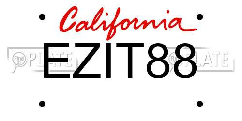 EZIT88 California License Plate