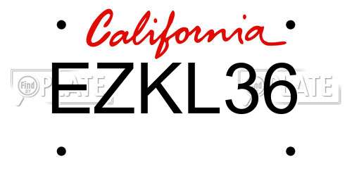 EZKL36 California License Plate