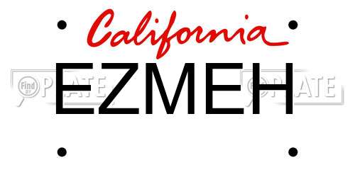 EZMEH California License Plate