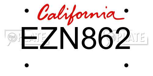 EZN862 California License Plate