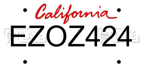EZOZ424 California License Plate