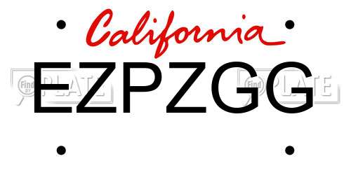 EZPZGG California License Plate