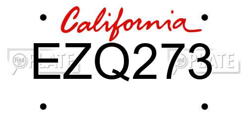 EZQ273 California License Plate