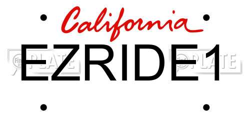 EZRIDE1 California License Plate