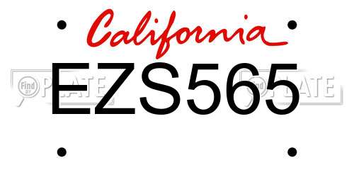 EZS565 California License Plate