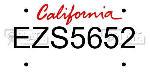 EZS5652 California License Plate