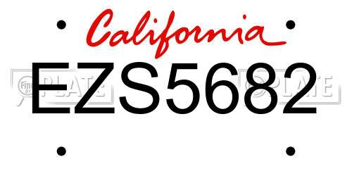 EZS5682 California License Plate
