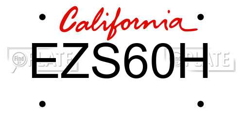EZS60H California License Plate