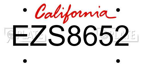 EZS8652 California License Plate