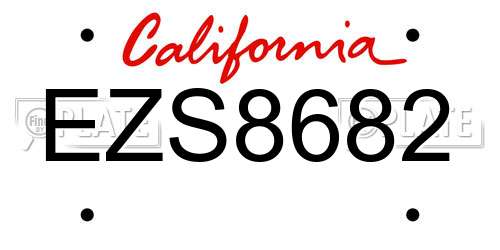 EZS8682 California License Plate