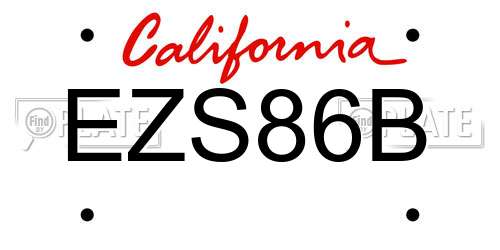 EZS86B California License Plate