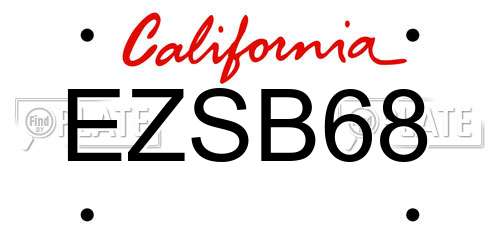 EZSB68 California License Plate