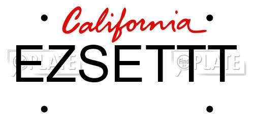 EZSETTT California License Plate