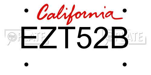 EZT52B California License Plate