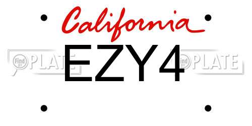 EZY4 California License Plate