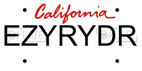 EZYRYDR California License Plate