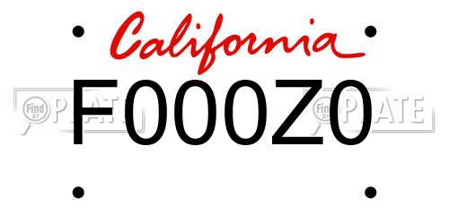 F000Z0 California License Plate