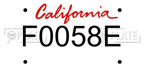 F0058E California License Plate