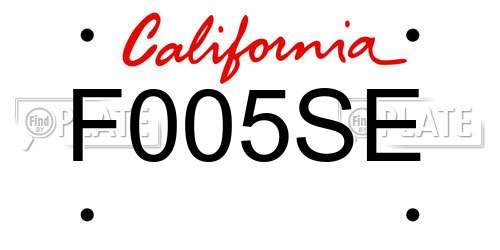 F005SE California License Plate