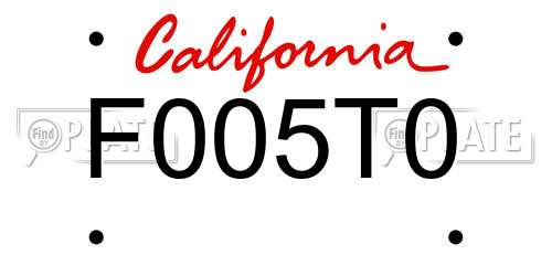 F005T0 California License Plate