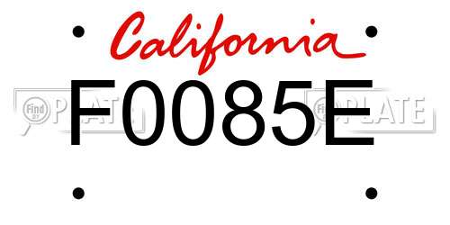 F0085E California License Plate