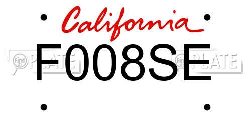 F008SE California License Plate