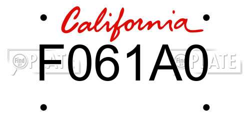 F061A0 California License Plate