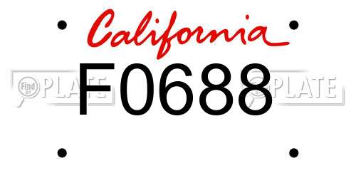 F0688 California License Plate