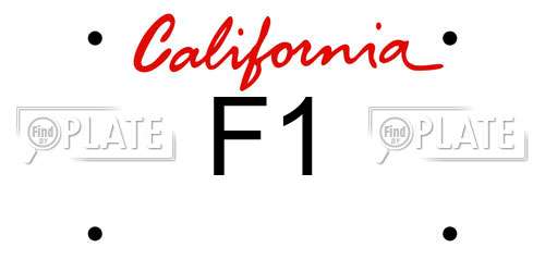 F1 California License Plate