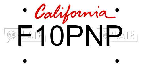 F10PNP California License Plate