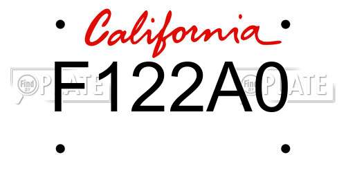 F122A0 California License Plate