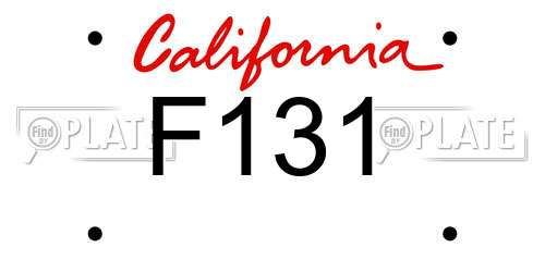 F131 California License Plate