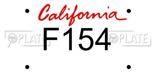 F154 California License Plate