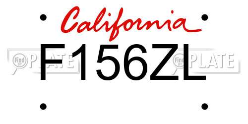 F156ZL California License Plate