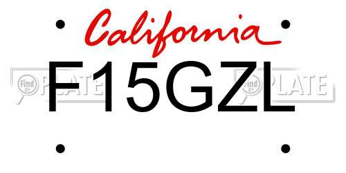 F15GZL California License Plate
