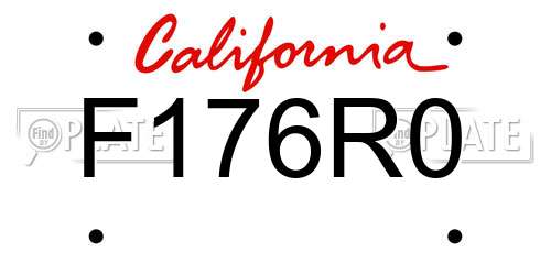 F176R0 California License Plate