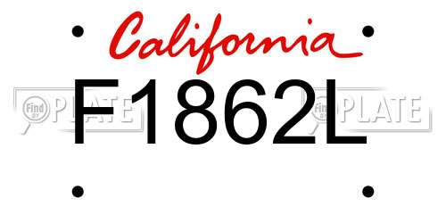 F1862L California License Plate