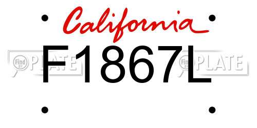 F1867L California License Plate