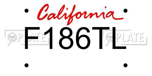 F186TL California License Plate