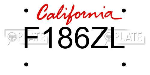 F186ZL California License Plate
