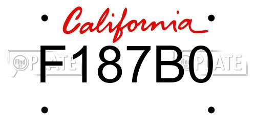 F187B0 California License Plate