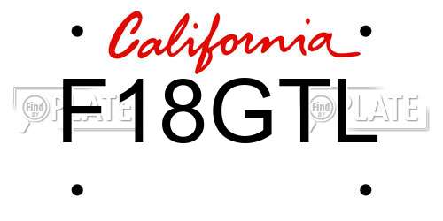 F18GTL California License Plate