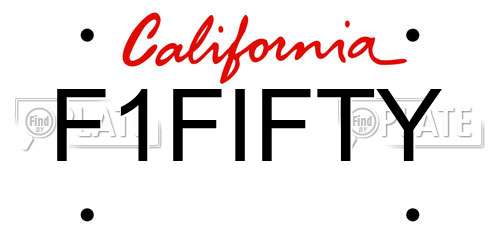 F1FIFTY California License Plate