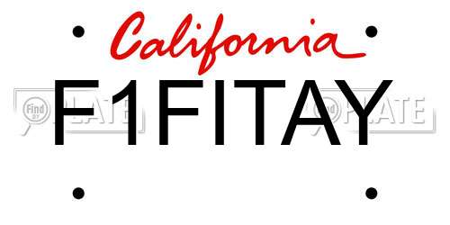 F1FITAY California License Plate