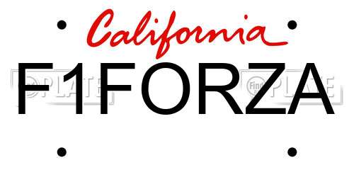 F1FORZA California License Plate