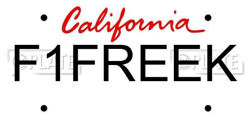 F1FREEK California License Plate