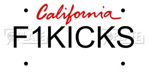 F1KICKS California License Plate