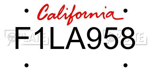 F1LA958 California License Plate
