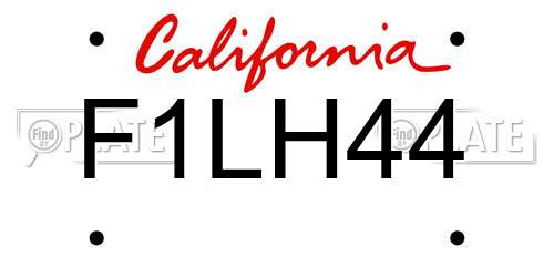 F1LH44 California License Plate